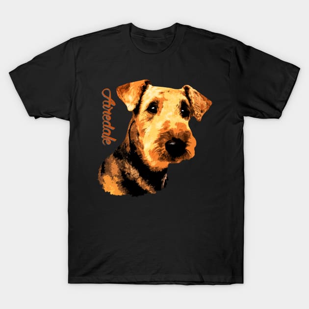 Airedale Terrier Portrait T-Shirt by Nartissima